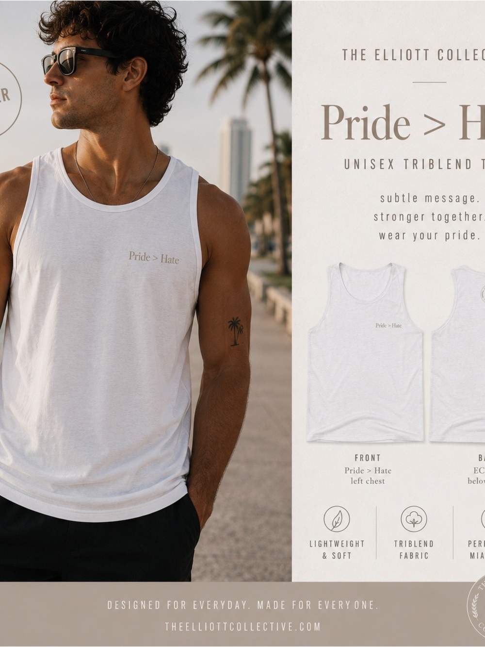 Pride > Hate | Limited Edition GOEX Unisex Triblend Tank | The Elliott Co